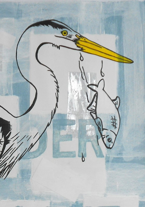 Image 1 of Un bellissimo dipinto di un airone dal titolo: Der Blaue Reiter (dipinto a mano)