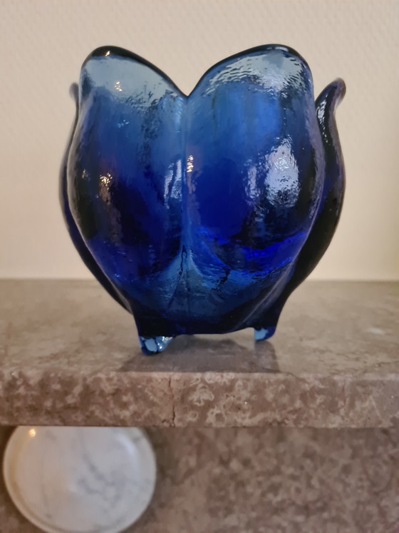 Empoli Glass Tealight Holder / Tealight Holder, Cobalt Blue, Vintage 60s – Vases (photo 4 of 6)