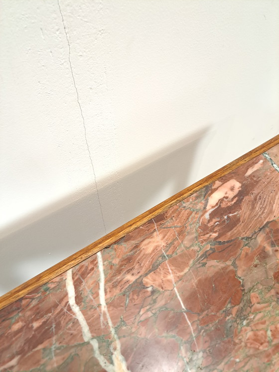 Image 1 of Oude Houten Tafel Met Marmeren Blad