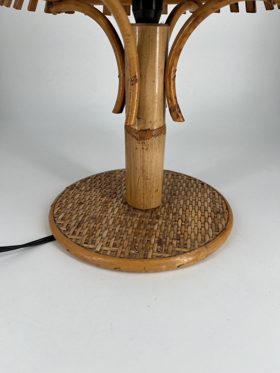 Image 1 of Lampe de table vintage en bambou et rotin – Style milieu du siècle