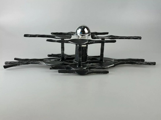 Image 1 of 60s 70s Brutalistische Wandlamp Wandlamp Ijzer & Glas Design Wandlamp