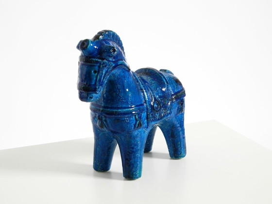 Image 1 of Wunderschönes Keramikpferd aus den 1960er Jahren aus der Kollektion „Rimini Blue“ von Aldo Londi für Bitossi, Italien.
