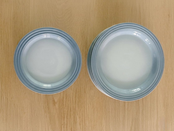 Image 1 of Juego de 6 platos Le Creuset azul claro para desayuno y cena (como nuevos).