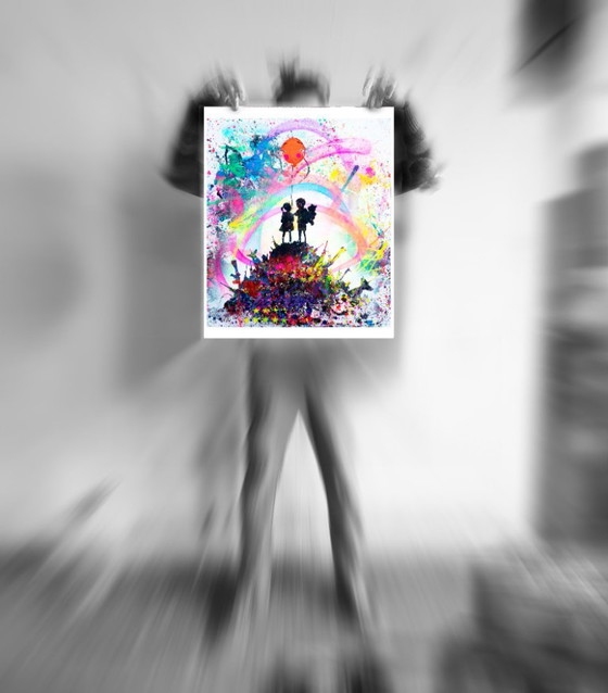 UTOPIA - Kids On Guns Hill - Peinture D'Artiste Sous Verre – Peintures et dessins, Paper (photo 3 of 19)