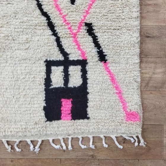 Image 1 of Azilal Wollteppich XXL Rosa & Schwarz – Naturwolle, handgewebt (300×250 cm)