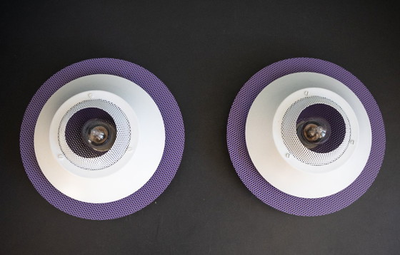 Image 1 of Lampes de plafond Jeka n° 3005-V, ensemble de 2 lampes en métal violet et blanc danois
