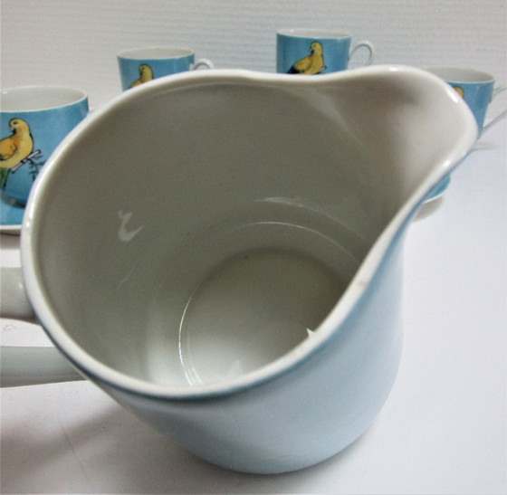 Image 1 of Limoges porcelain parakeet-decorated coffee service