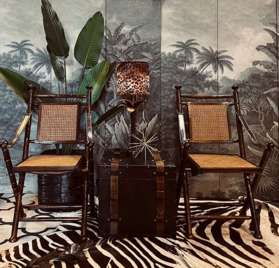 Image 1 of Set di 2 sedie pieghevoli da ufficiale militare da campagna