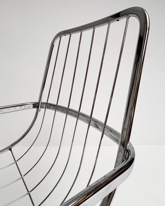 Image 1 of Juego de 4 sillas de alambre cromado diseñadas por Gastone Rinaldi para Rima, década de 1960.