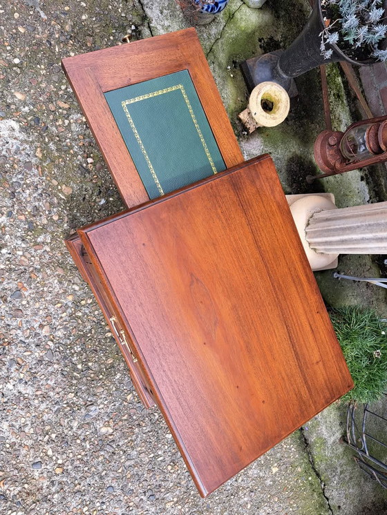 Image 1 of Classic English Desk Chest of Drawers, Bedside Table With Leather Inlay In New Condition Dim. 59x43cm And 55cm High