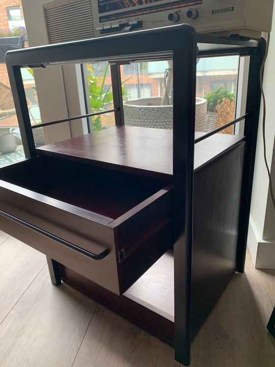 Mahogany Wood Metal Audio Furniture/Side Table Vintage, Chest of drawers, Brown, Modern (photo 4 of 10)