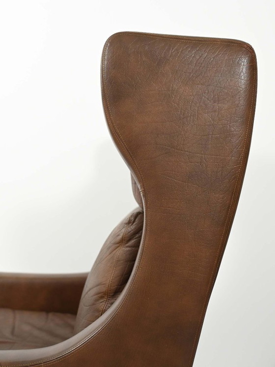 Image 1 of Coppia di poltrone danesi vintage in pelle marrone