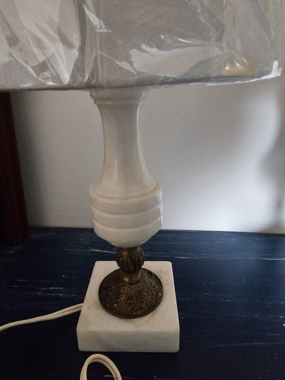 Image 1 of 2 Art Deco Alblast table lamps with brass