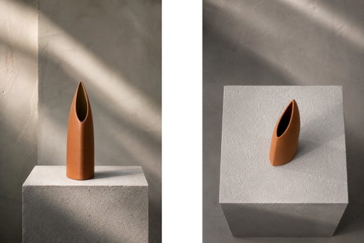 Mid-Century German Modern Stoneware Brick Red Vase from Asa Selection, 1980s