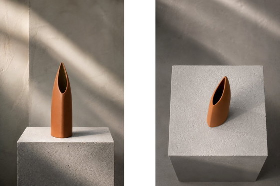 Image 1 of Mid-Century German Modern Stoneware Brick Red Vase from Asa Selection, 1980s