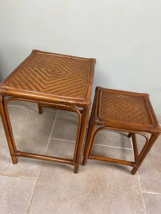 Nest of tables in rattan – Side tables, Wicker, Vintage (photo 10 of 19)