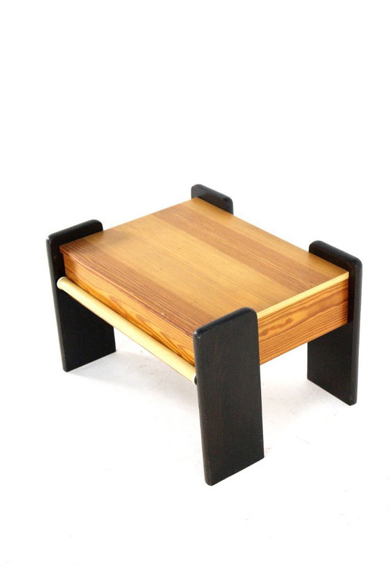 Image 1 of Set of 2 pine bedside tables vintage brutalist