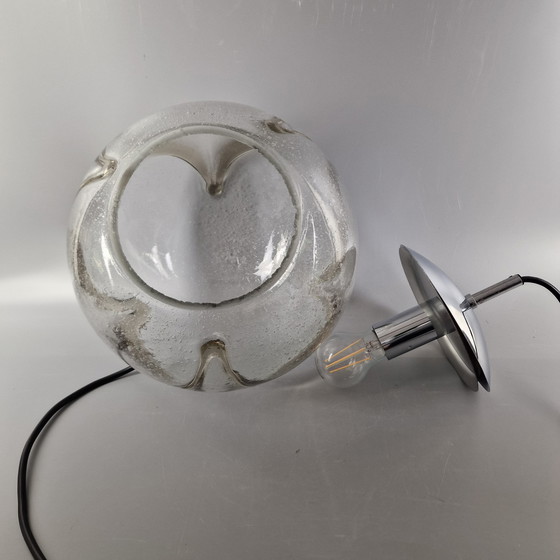 Image 1 of Lampe pendante vintage de l'ère spatiale - Hustadt Leuchten - Verre et métal chromé - Ø 30 cm - 1970