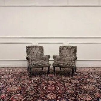 Set Chesterfield Sessel Samt gemustert grau (Foto 20 von 20)