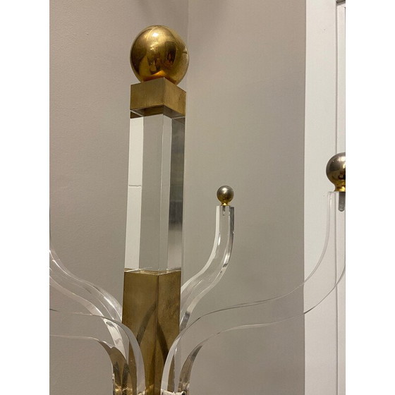 Image 1 of Vintage coat rack in methacrylate and gilded brass, 1970