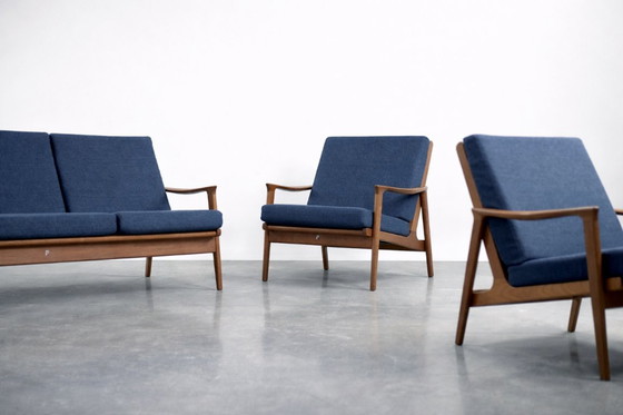 Image 1 of Vintage mid-century Australische moderne teakhouten bank en fauteuils van Parker Furniture, jaren 1950, set van 3