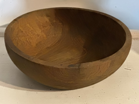 Large vintage solid wood bowl – Catchall – Centerpiece – 31 cm – Table accessories (photo 6 of 15)