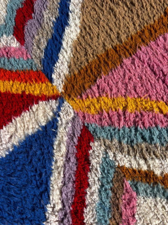 Image 1 of Berber Colorful Moroccan Beni Ourain Wool Rug 220x300 cm - Berber Moroccan Rug - Handmade Boho Floor Carpet with Bold Multicolor