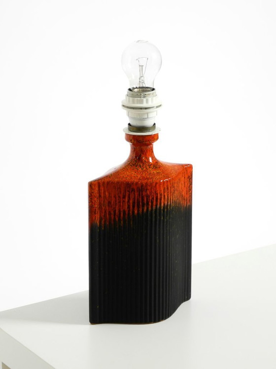 Image 1 of Unique 1960s ceramic table lamp in red and black by Kaiser Leuchten