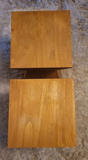 Geometric set of wooden tables/stools from the 70s.