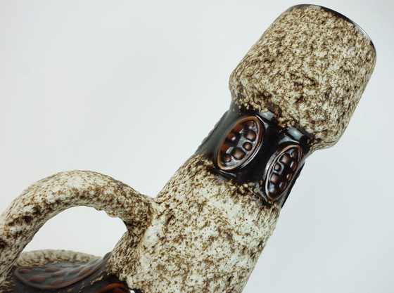 Image 1 of Große 54 cm Vase, Bodenvase, 1970er Jahre, Fettlava-Glasur, Zierdekor, Modell 100
