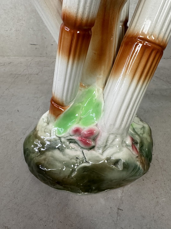 Image 1 of Vintage 'faux bamboo' vase - Maufacture Imperiale et Royale de Nimy