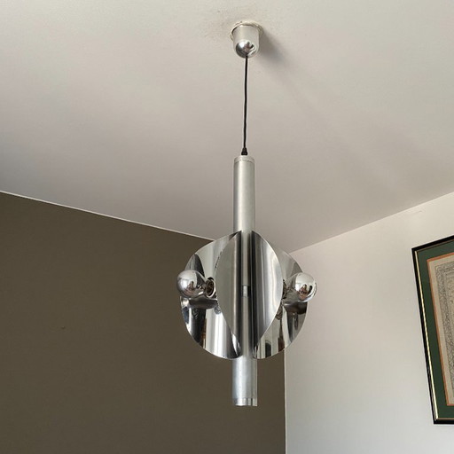 Lámpara colgante Sputnik Oxar. 1970. Era espacial. – hanglampen, Aluminium