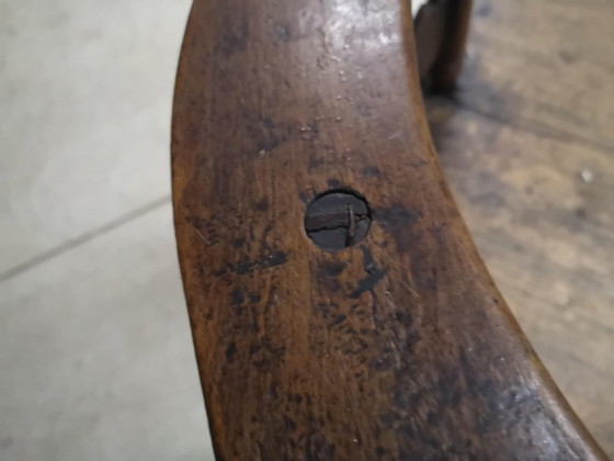 Image 1 of Antique solid wood armchair with armrests - Authentic rustic style