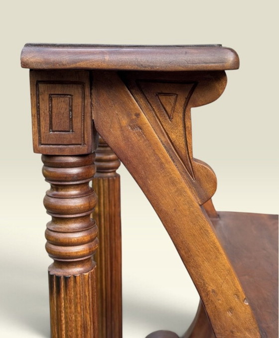 🪜 Scala da biblioteca inglese antica | Mogano | Vittoriano | 1880-1910 – Tavolini, Legno (photo 10 of 15)
