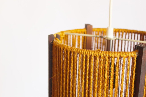 Temde Pendant Lamp – 1970s Scandinavian Design – Sisal & Wood