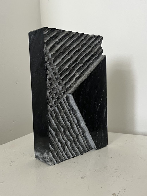 Brutalist VASE mid 20s Century high-rectangular granite/marble vase