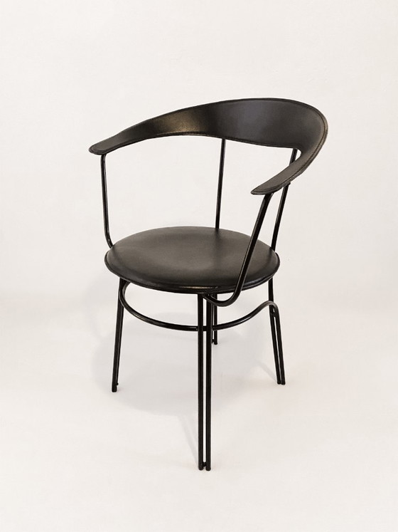 Image 1 of Vintage design tubular frame chairs – black – 1960s/70s style
