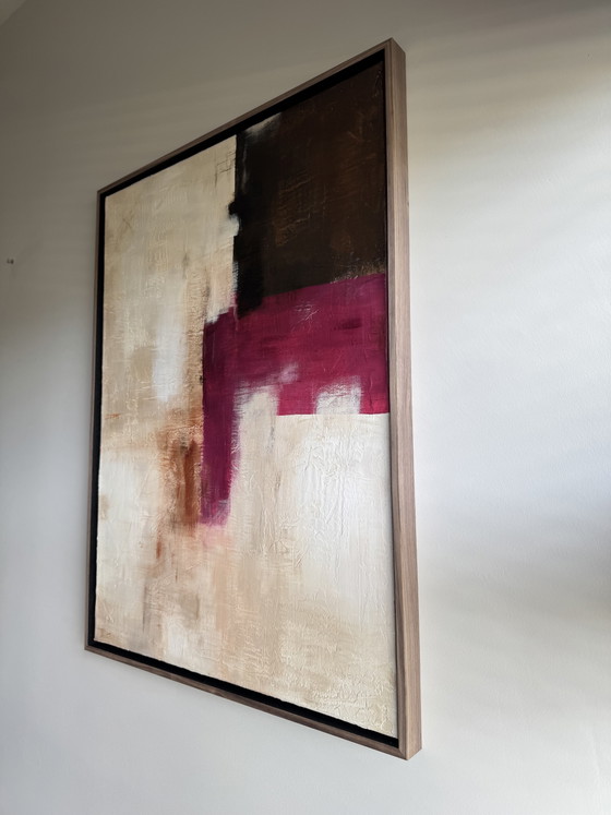 Uniek Abstract Textuurschilderij 60x80 cm (Incl. Walnoot Baklijst) – Wanddecoratie, Canvas, Wood (photo 4 of 5)