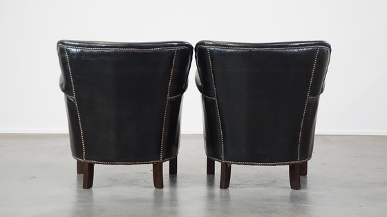 Image 1 of 2 X Black Armchair With Reversible Kelim Seat Cushion