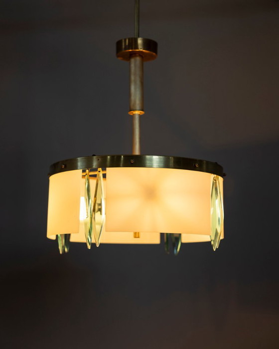 Lampadario vintage anni '50 di design italiano in vetro blu e cristallo. – Glass (photo 4 of 15)