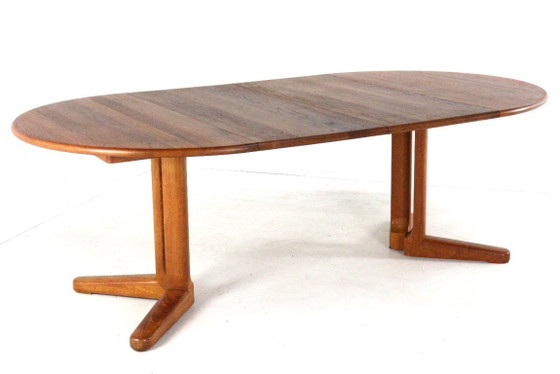 Image 1 of Deense ronde 2x verlengbare eettafel gerestaureerd vintage teak