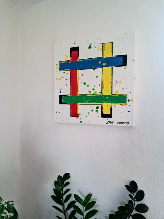 Enzo SAN MARCO - Ordo Ab Chao 2 - Artist's Painting, Paintings & Drawings, Canvas, Red, Abstract (photo 3 of 14)