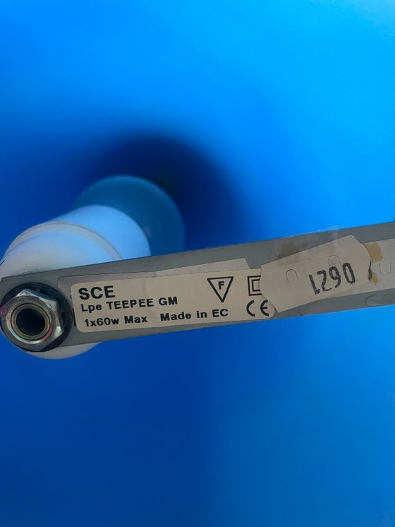 Image 1 of Lampada da tavolo XL "Teepee" in vetro blu di SCE, anni '90