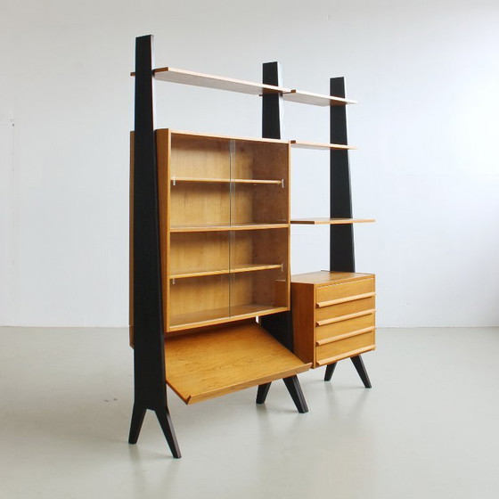 Image 1 of Vintage wandmeubel, plankenrek uit het midden van de 20e eeuw, volledig gerestaureerd, jaren 60