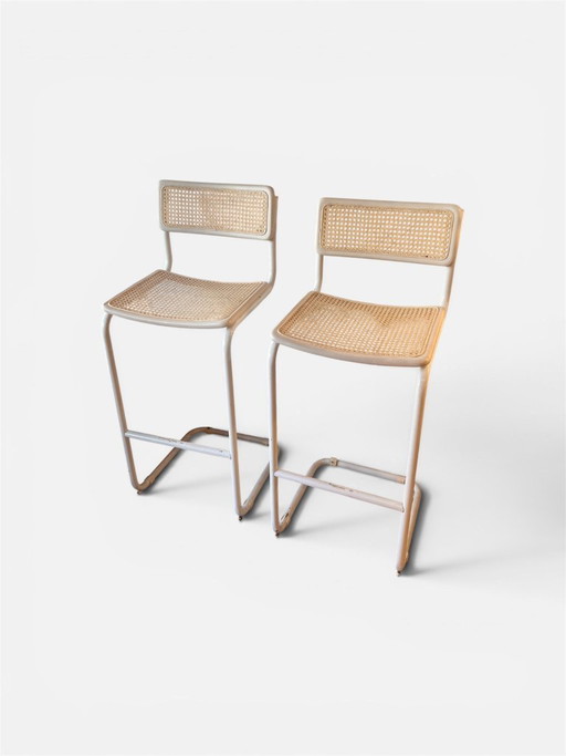 Tabourets de bar Cesca blancs, 1970s, set de 2