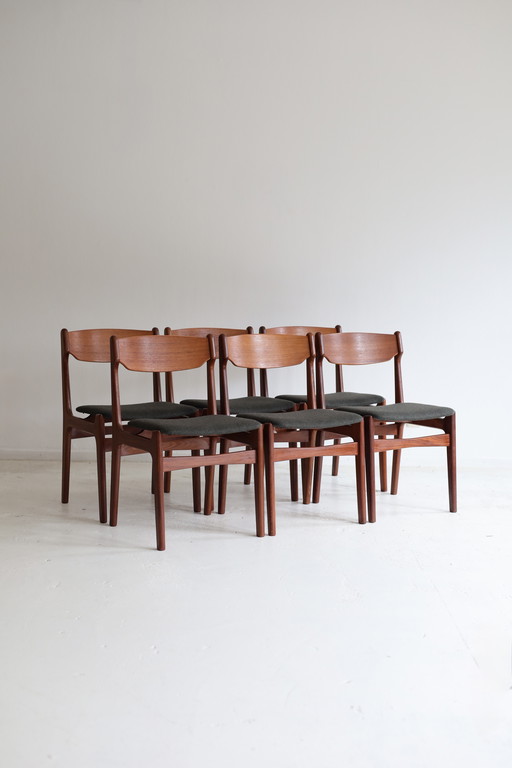 Set aus 6 Esszimmerstühlen, Erik Buch, 1950er/60er Jahre