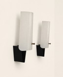 Pair of vintage wall sconces, black ABS and Perspex, France, 1970