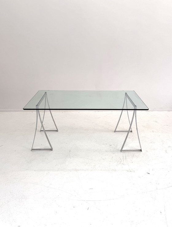 Vintage Eettafel In Chroom & Glas, Peter Ghyczy ‘80 – Peter Ghyzcy, Chrome (photo 7 of 10)
