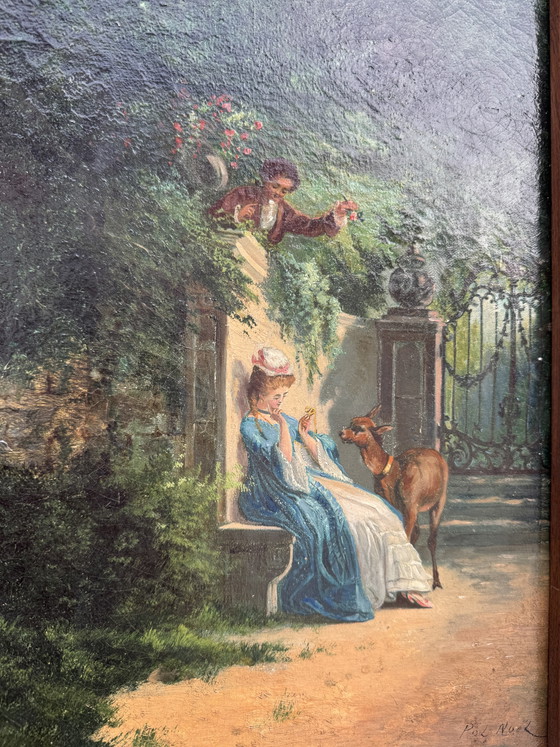 Quadro Scena Galante XIX Secolo Pol Noël – Dipinti e disegni, Tela, Legno (photo 10 of 13)