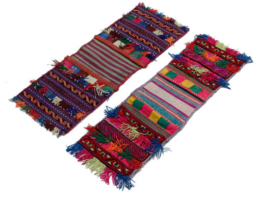 2x Original Handgeknüpfte Salz Tasche aus Echter Wolle, Khurjin, Afghan Deco 70x30 cm